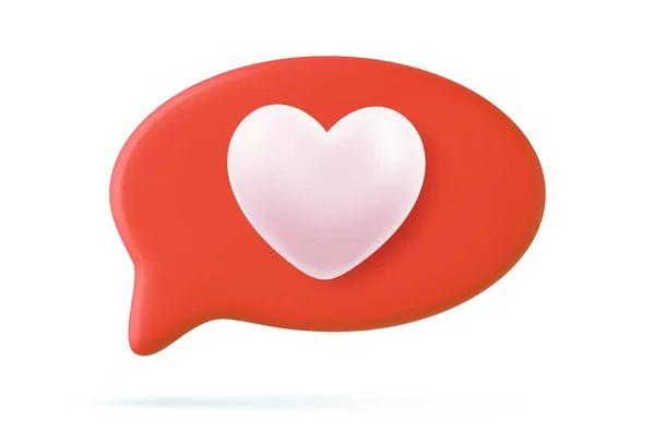 Social Media Notification Love Heart Icon Red Pin Isolated White — Stock Vector