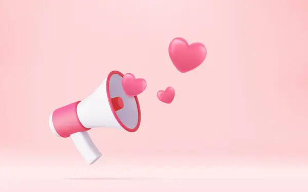 Mégaphone Haut Parleur Avec Cœurs Joyeuse Saint Valentin Concept Temps — Image vectorielle