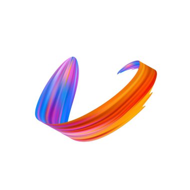 3d fırça darbesi çok renkli desen fırça kurdelesi beyaza izole edilmiş. Soyut renkli dalga akış tasarım elementleri. Vektör illüstrasyonu