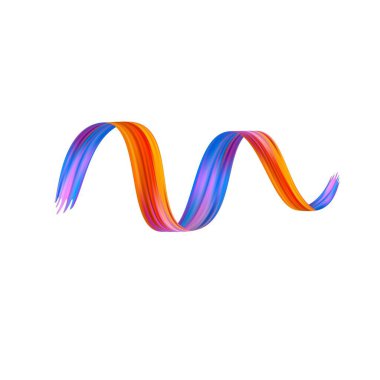 3d fırça darbesi çok renkli desen fırça kurdelesi beyaza izole edilmiş. Soyut renkli dalga akış tasarım elementleri. Vektör illüstrasyonu