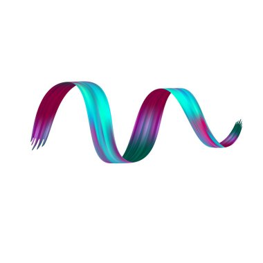 3d fırça darbesi çok renkli desen fırça kurdelesi beyaza izole edilmiş. Soyut renkli dalga akış tasarım elementleri. Vektör illüstrasyonu