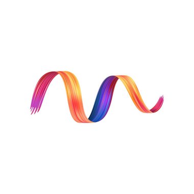 3d fırça darbesi çok renkli desen fırça kurdelesi beyaza izole edilmiş. Soyut renkli dalga akış tasarım elementleri. Vektör illüstrasyonu