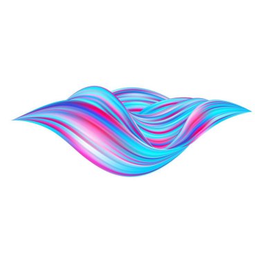 3d fırça darbesi çok renkli desen fırça kurdelesi beyaza izole edilmiş. Soyut renkli dalga akış tasarım elementleri. Vektör illüstrasyonu