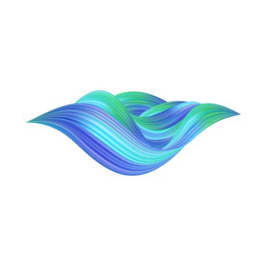 3d fırça darbesi çok renkli desen fırça kurdelesi beyaza izole edilmiş. Soyut renkli dalga akış tasarım elementleri. Vektör illüstrasyonu