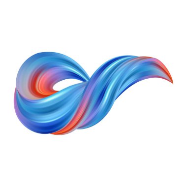 3d fırça darbesi çok renkli desen fırça kurdelesi beyaza izole edilmiş. Soyut renkli dalga akış tasarım elementleri. Vektör illüstrasyonu