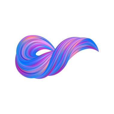 3d fırça darbesi çok renkli desen fırça kurdelesi beyaza izole edilmiş. Soyut renkli dalga akış tasarım elementleri. Vektör illüstrasyonu