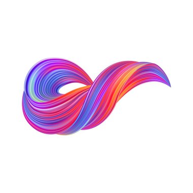 3d fırça darbesi çok renkli desen fırça kurdelesi beyaza izole edilmiş. Soyut renkli dalga akış tasarım elementleri. Vektör illüstrasyonu