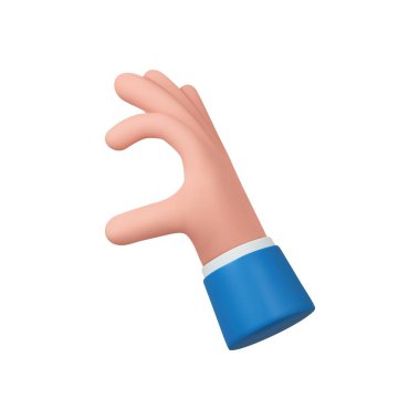 Üç boyutlu çizgi film karakteri eli. 3D görüntüleme. Vektör illüstrasyonu