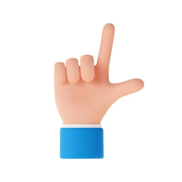 3D卡通人物手 张开张开的手 伸出两个手指 表示问候 3D渲染 矢量说明 免版税图库插图