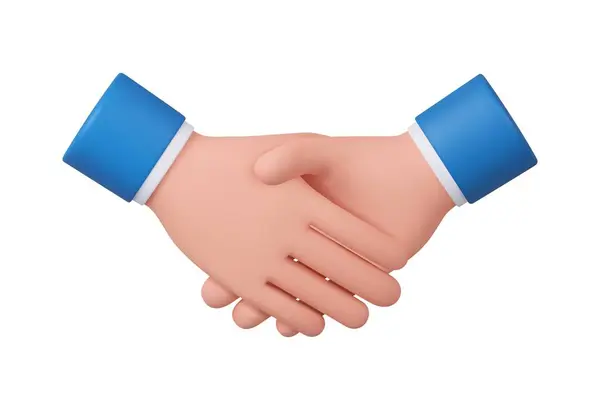 Handschlag Geste Handschlag Mit Zeichentrickfigur Geschäftskonzept Der Partnerschaft Zusammenarbeit Erfolgreiches lizenzfreie Stockvektoren