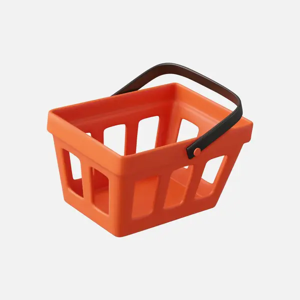 Realistic Shopping Cart Empty Shopping Basket Rendering Vector Illustration — Stok Vektör