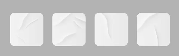 Pegatinas Blancas Parches Papel Pegados Cintas Adhesivas Con Arrugas Conjunto — Vector de stock