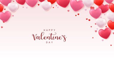 Üç boyutlu kalp geçmişi. Sevgililer Günü tebrik kartı konsepti. Mutlu kadınlar, anneler günü, sevgililer günü, doğum günü selamı. Vektör illüstrasyonu