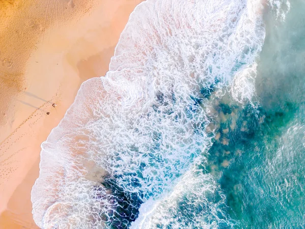 Aerial Pastel Ocean Waves Flowing Beach Seascape Scene Stock Photo