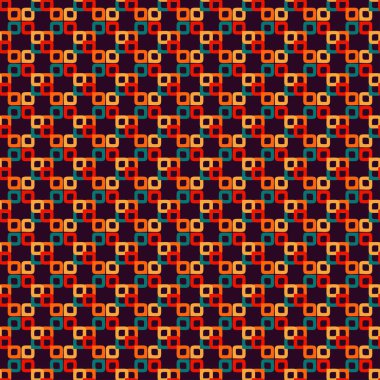 Soyut kare tasarım elementleri kusursuz arkaplan. Dört parlak renkli kabile boho süsleme deseni