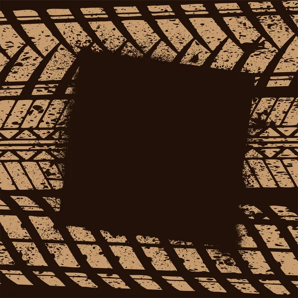 Set Orange Tire Track Silhouettes Isolated Dark Background Grunge Tyre — Stok Vektör