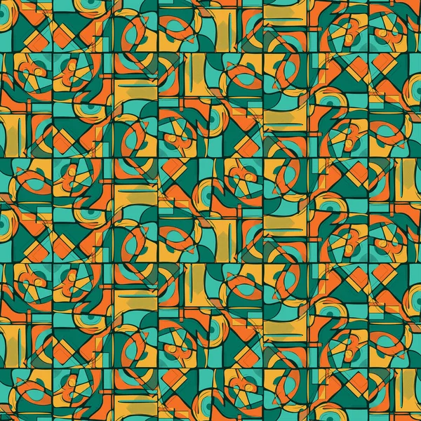 Oranžové Zelené Barevné Rok Lineární Pozadí Různými Geometrickými Tvary Prvků — Stockový vektor