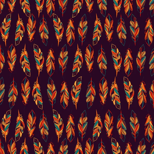 Abstrakte Feder Design Elemente Hintergrund Tribal Boho Ornament Tapete — Stockvektor