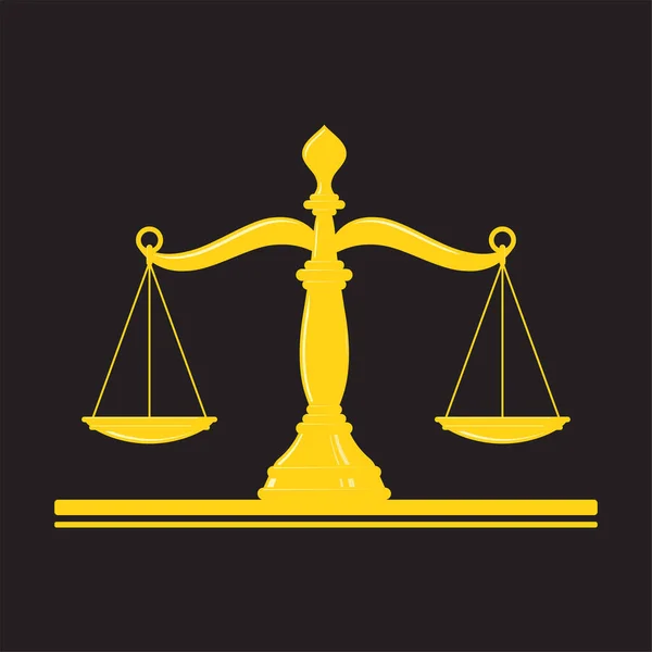 Κίτρινη Σιλουέτα Από Κλίμακες Δικαιοσύνης Απομονωμένες Σκούρο Φόντο — Διανυσματικό Αρχείο