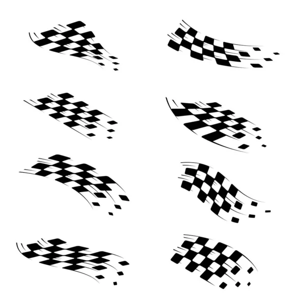 Logotipo Corrida Esporte Carro Abstrato Com Bandeira Preta Branca Texto — Vetor de Stock