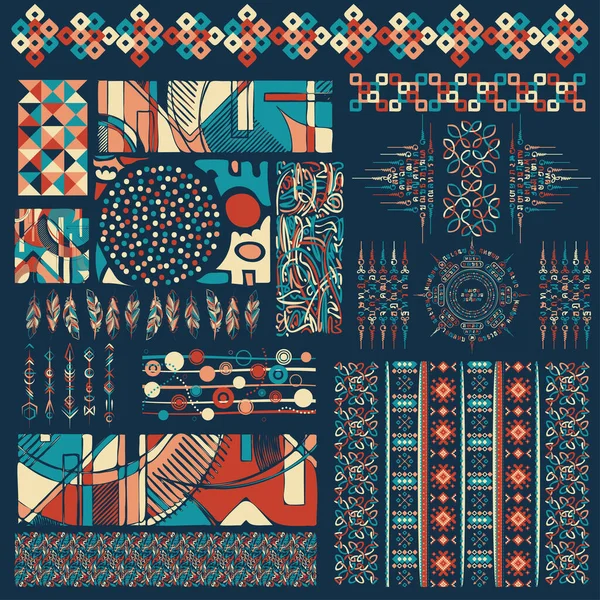Абстрактний Дизайн Фону Різними Бохо Племінними Елементами Африканська Американська Культурні — стоковий вектор