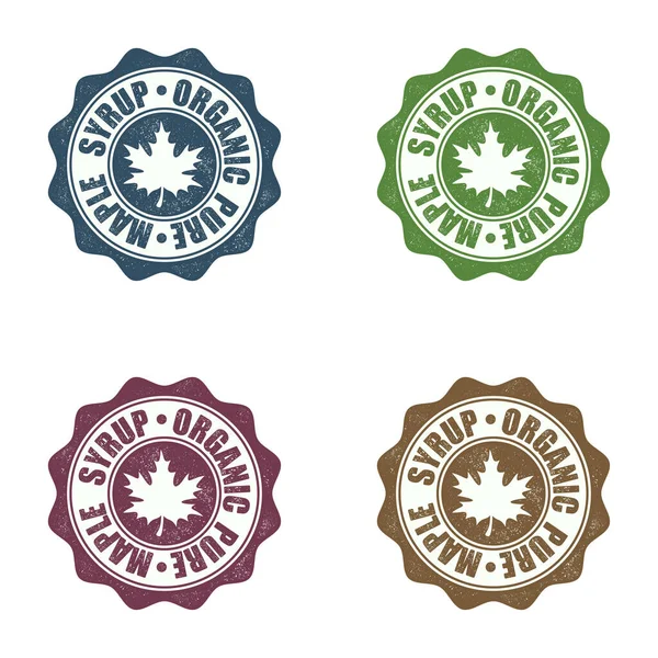 Set Four Different Colours Seals Maple Syrup Isolated White Background — Stock Vector