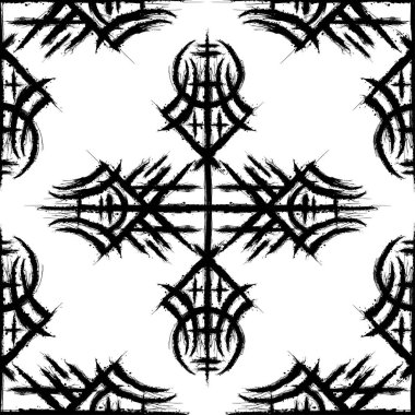 Soyut siyah grunge dikişsiz dövme tasarımı. Mürekkep lekeleri süslemeler ve yazdırma işareti için doğrusal desen