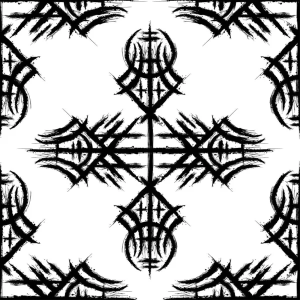 Abstraktní Černá Grunge Bezešvé Tetování Design Pozadí Inkoust Skvrny Lineární — Stockový vektor