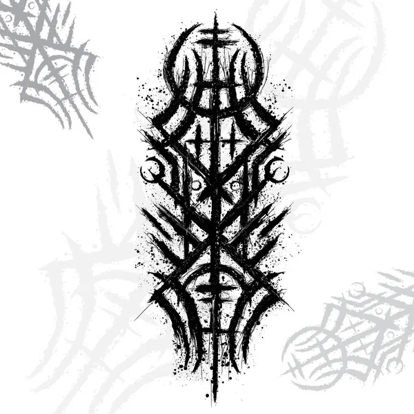 Elemento Abstracto Diseño Tatuaje Grunge Negro Tinta Borra Patrón Lineal — Vector de stock