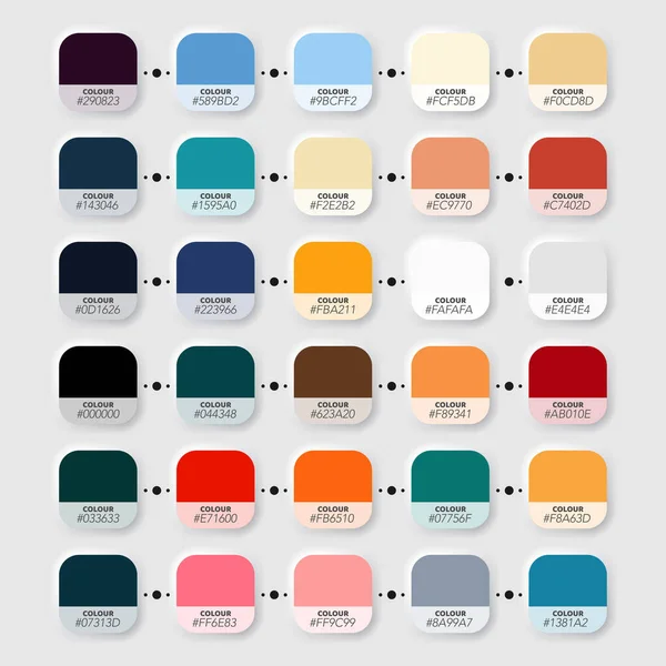 Conjunto Seis Colores Brillantes Paleta Con Código Números Rgb — Vector de stock