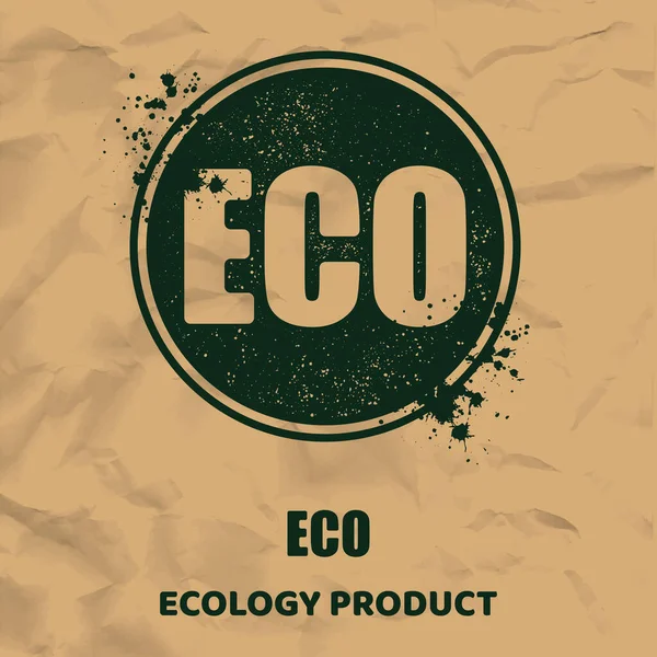 Green Circle Symbol Wwith Green Eco Symbol Ink Blots Paper — Stock Vector