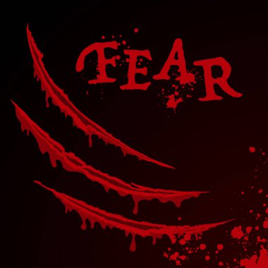 Hayvan pençesi tırmalama izleri olan bir geçmiş. Canavar gibi keskin. Kırmızı kanlı duvar kağıdı, lekeli ve lekeli.