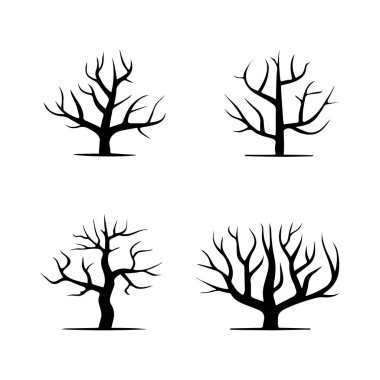 Abstract trees silhouettes without leaves isolated on white background