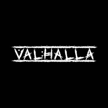 English runic letters Valhalla isolated on black background. Grunge ink blots Scandinavian and Icelandic symbols set