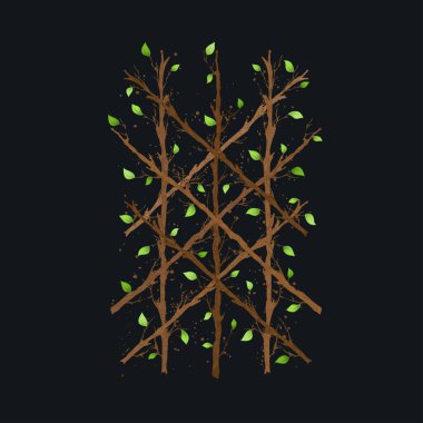 Abstract Web of Wyrd tree branches symbol isolated on dark background. Old Scandinavian viking symbol runes