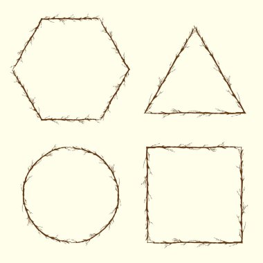 Abstract wooden tree texture in ellipse and rectangle shape form isolated on white background