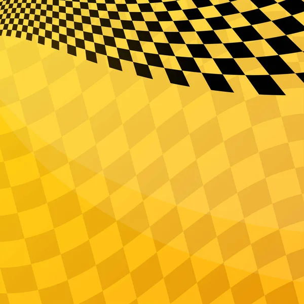 Black sport flag silhouette for start and finish lines. Yellow background with checkered waving motorsport race pattern
