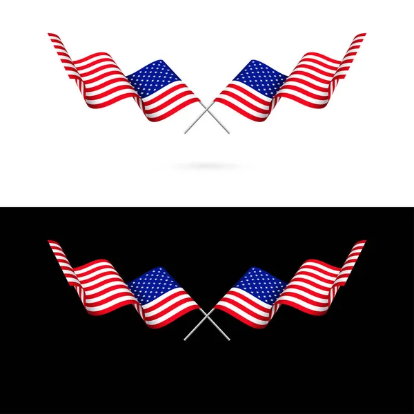 Estados Unidos América Rectángulo Banderas Con Textura Textil Tejido Ondulante — Vector de stock