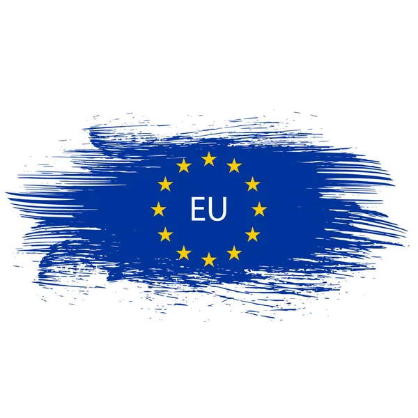 Grunge Europe Union Splash Frame Inner Flag Isolated White Background — стоковый вектор