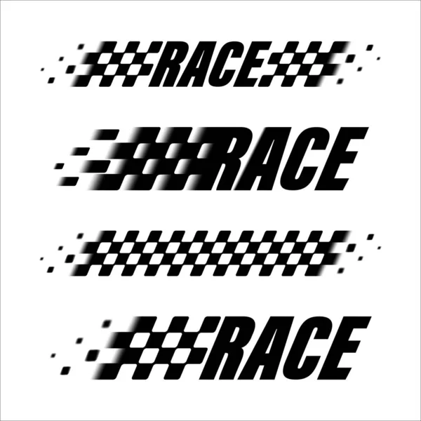 Logo Abstrait Course Sport Automobile Avec Drapeau Noir Blanc Exemple — Image vectorielle