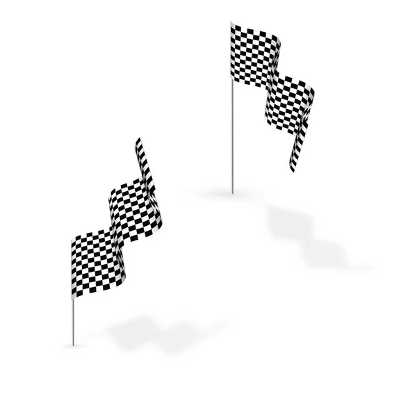 Two Black White Sport Flags Silhouettes Start Finish Lines Big — Wektor stockowy