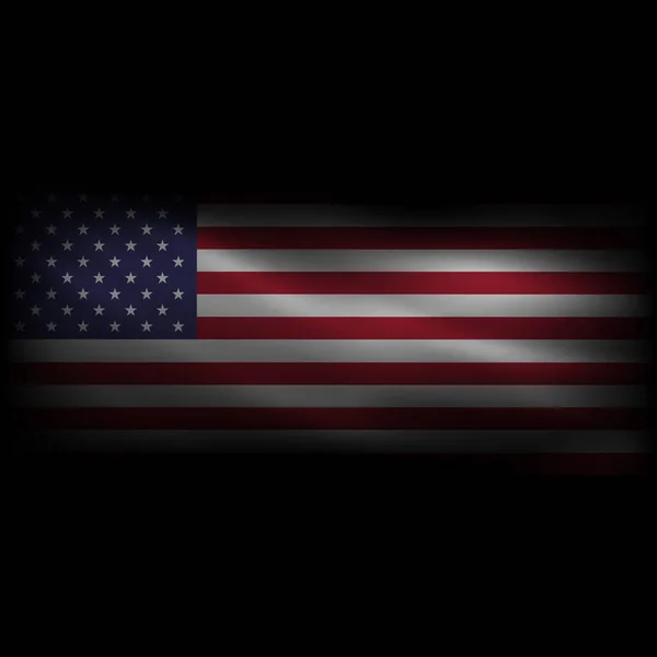 United States America Rectangle Flag Textile Texture Isolated Black Background — Wektor stockowy