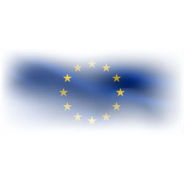 白い背景に隔離された繊維質のテクスチャと欧州連合の長方形のフラグ 休日のデザインのためのEuのシンボルと風の波布 リップル波の紋章 — ストックベクタ