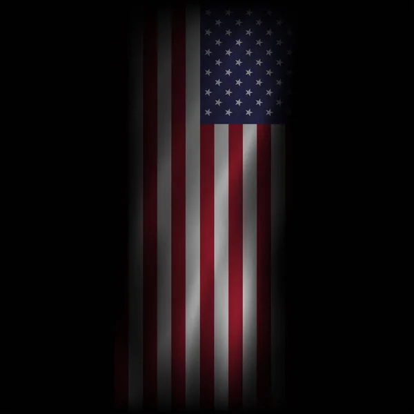 Прапор Сполучених Штатів Америки Текстильною Текстурою Ізольованим Чорному Тлі Вітер — стоковий вектор