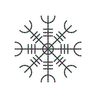 Abstract flat dark viking helm of Awe symbol isolated on white background