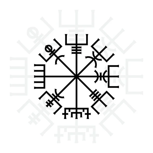 Lineární Skandinávský Viking Pravý Vegvisirský Symbol Izolovaný Bílém Pozadí Černá — Stockový vektor