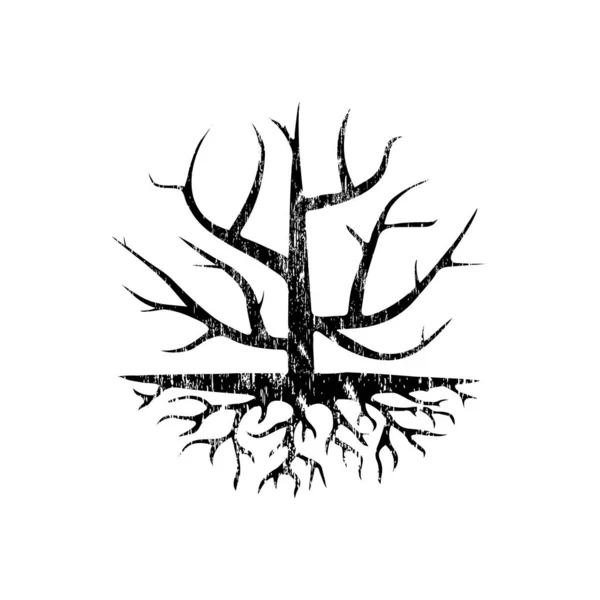 Abstrakta Träd Silhuetter Som Med Svarta Blad Olika Form Växt — Stock vektor