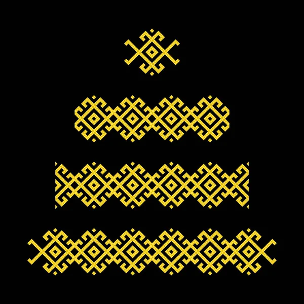 一组在黑暗背景下隔离的不同的黄色三角形图案元素 — 图库矢量图片