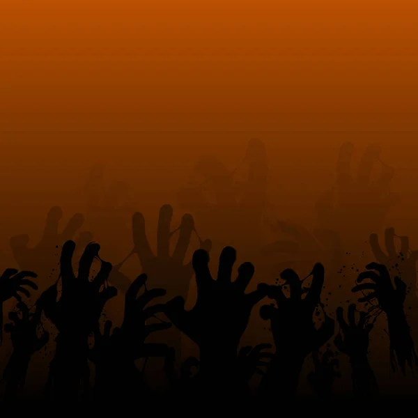 Набір Чорних Грандж Зомбі Рук Кров Подряпинами Ізольовані Помаранчевому Градієнтному — стоковий вектор