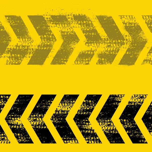 Různé Grunge Černé Šipky Pneumatiky Stopy Izolované Žlutém Pozadí — Stockový vektor